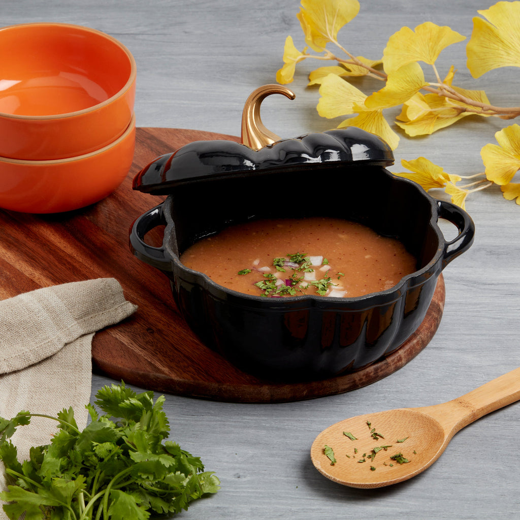 2-Quart / 4-Quart Enameled Cast Iron Pumpkin Dutch Ovens, Black