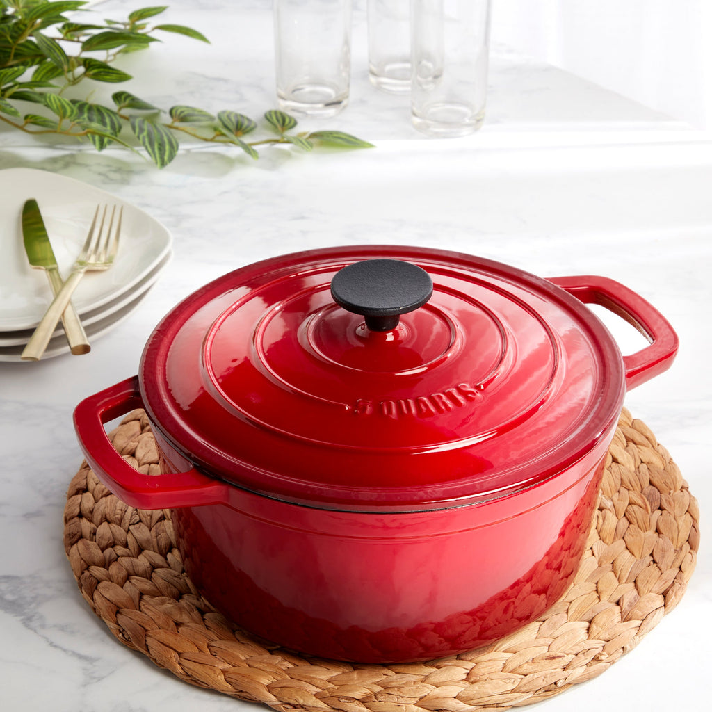 1-Quart Enameled Cast Iron Dutch Oven, Red