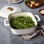 4-Quart Enameled Cast Iron Square Dutch Ovens, White