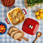 4-Quart Enameled Cast Iron Square Dutch Ovens, Red