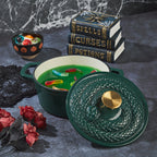 3-Quart Enameled Cast Iron Snake Dutch Oven, Green