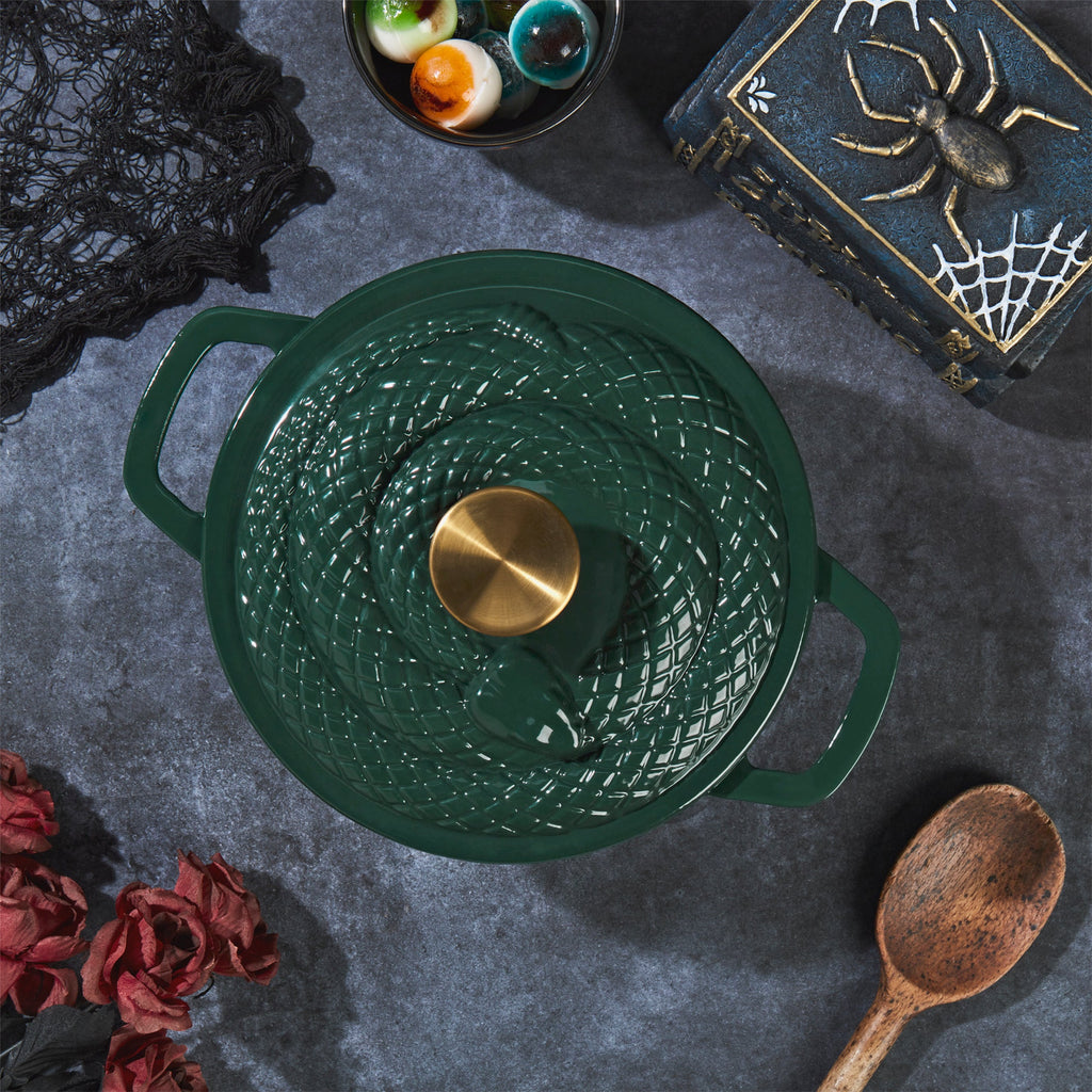 3-Quart Enameled Cast Iron Snake Dutch Oven, Green