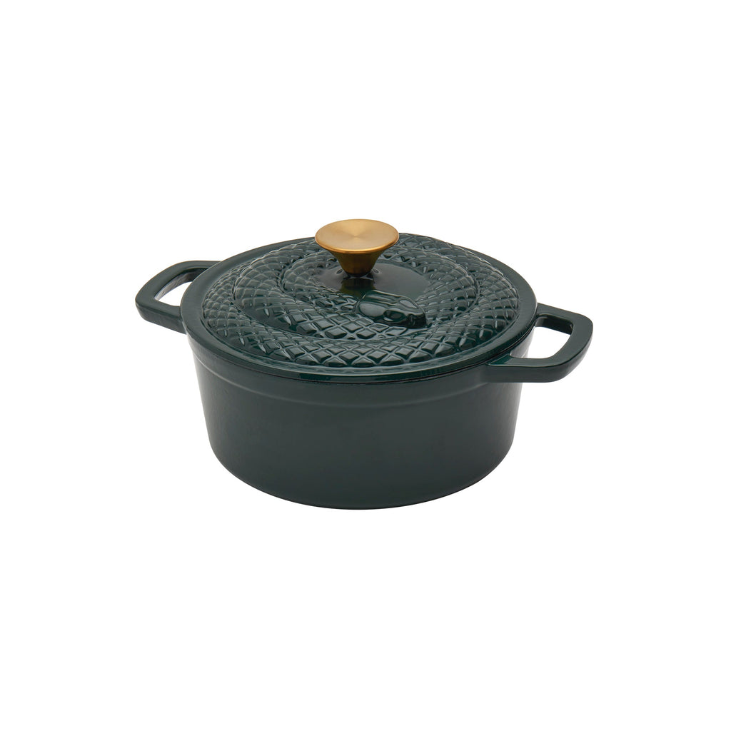 3-Quart Enameled Cast Iron Snake Dutch Oven, Green