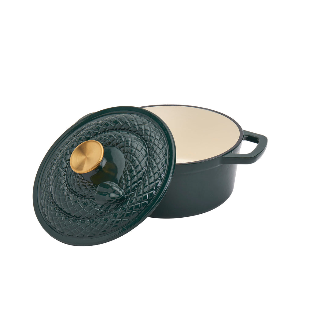 3-Quart Enameled Cast Iron Snake Dutch Oven, Green