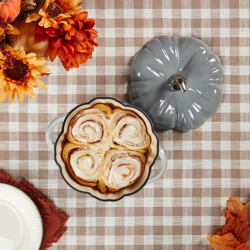 2-Quart / 4-Quart Enameled Cast Iron Pumpkin Dutch Ovens, Silver