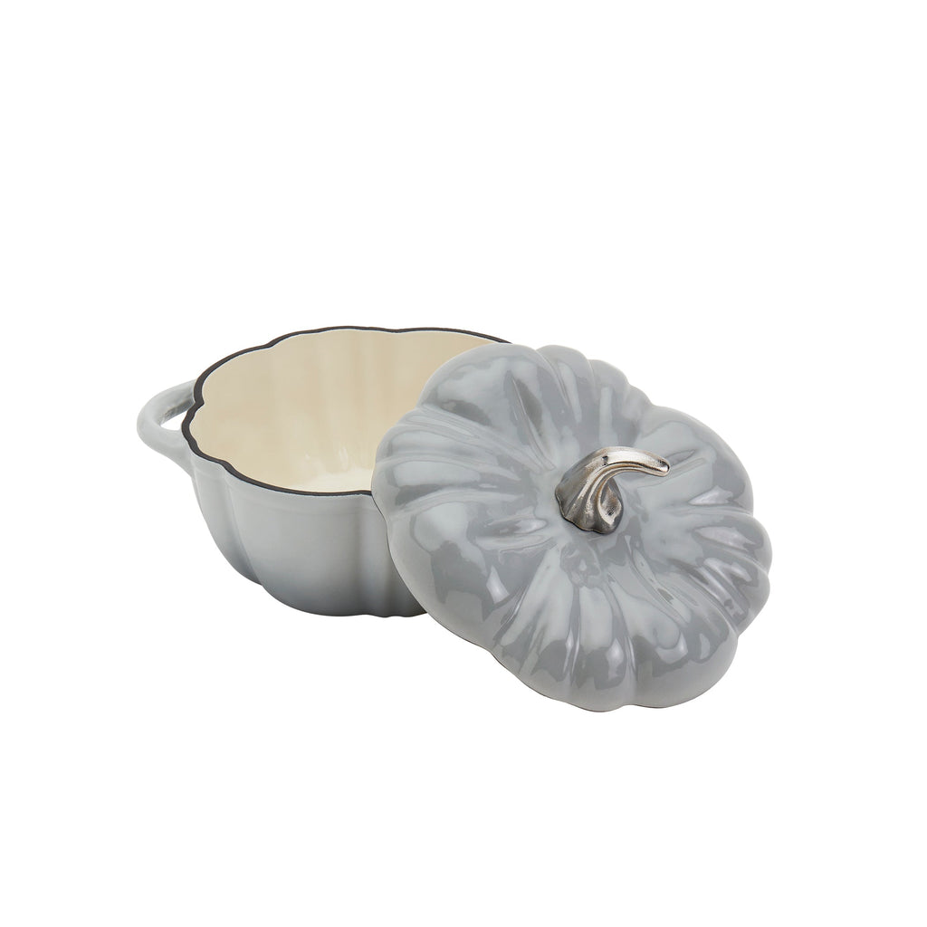 2-Quart / 4-Quart Enameled Cast Iron Pumpkin Dutch Ovens, Silver
