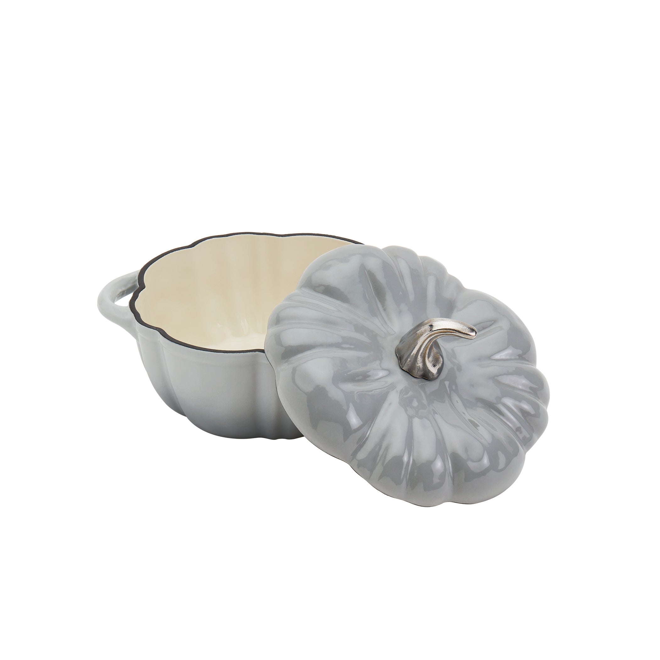 2-Quart / 4-Quart Enameled Cast Iron Pumpkin Dutch Ovens, Silver