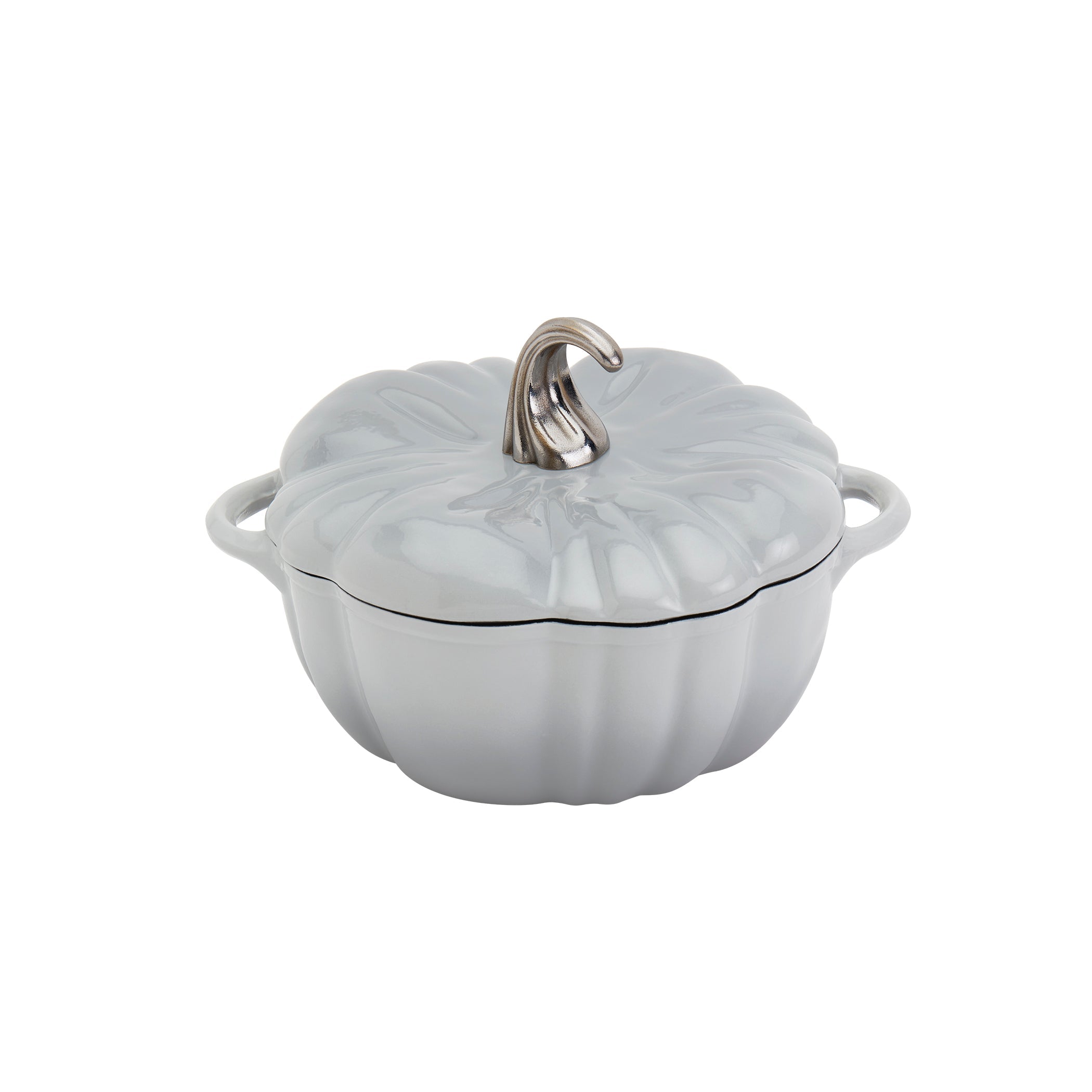 2-Quart / 4-Quart Enameled Cast Iron Pumpkin Dutch Ovens, Silver