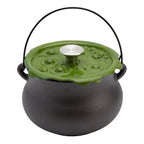 4-Quart Cast Iron Cauldron Pot with Green 'Bubbling' Lid