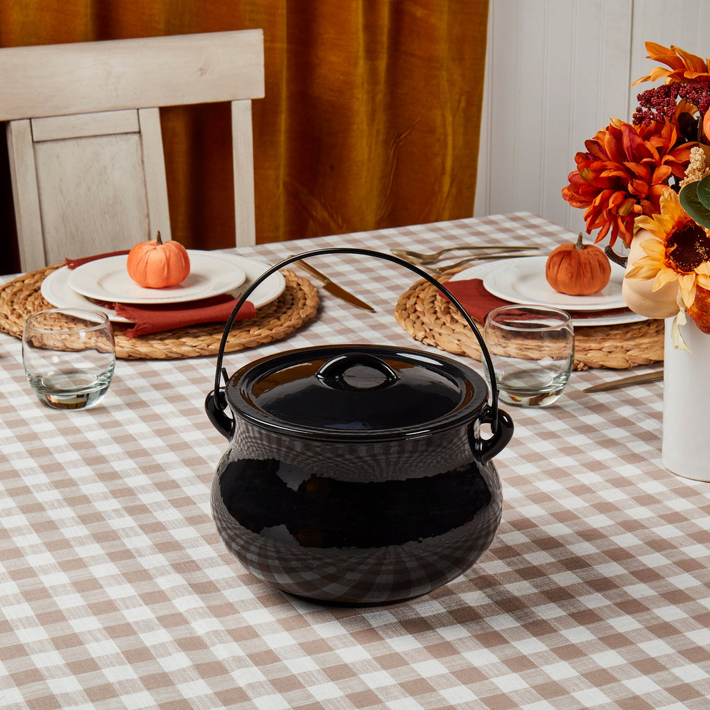 4-Quart Glossy Enameled Cast Iron Cauldron Pot with Handle