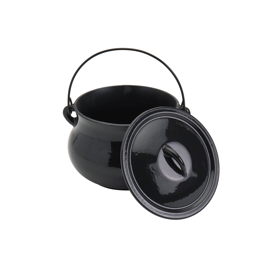 4-Quart Glossy Enameled Cast Iron Cauldron Pot with Handle