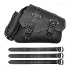 Universal Crocodile Pattern Motorcycle Saddle Bag – Black Plastic Buckle Pouch for Left/Right Side Storage & Tool Organizer on Rides
