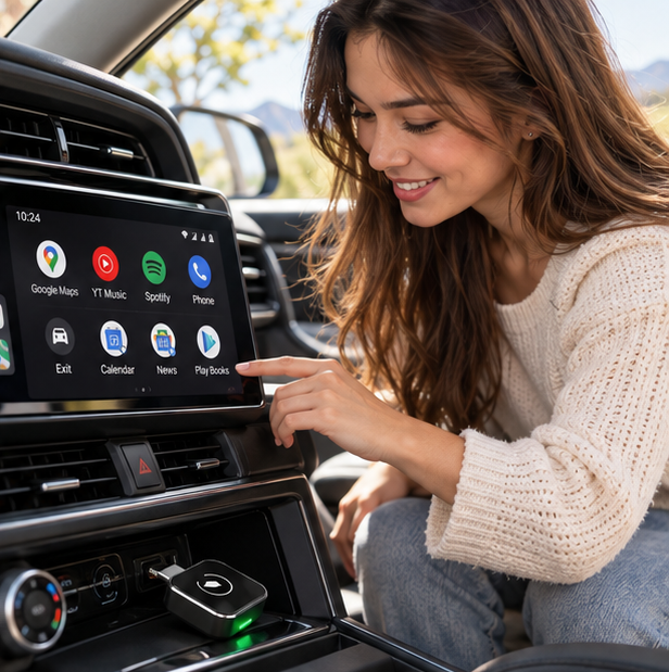 Wireless CarPlay & Android Auto Adapter – 2-in-1 Dongle That Turns Factory Wired CarPlay Into Wireless