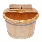 Premium Cedar Wood Foot Bath Bucket – Built-In Massage Roller & Heat Preservation for Ultimate Foot Soak Relaxation & Tension Relief