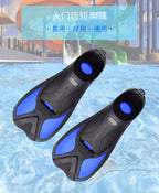 Short Snorkeling Fins - Comfortable TPR Swim Aids for Diving, Pool Training & Travel, Kids to Adult Sizes