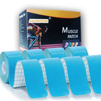 Pro Kinesiology Tape 4-Roll Set – Waterproof Breathable Latex-Free Athletic Tape with 80 Precut Strips