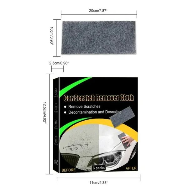 Car Scratch Remover Cloth – 6 Polishing Cloths for Light Scuffs, Swirls and Paint Transfer