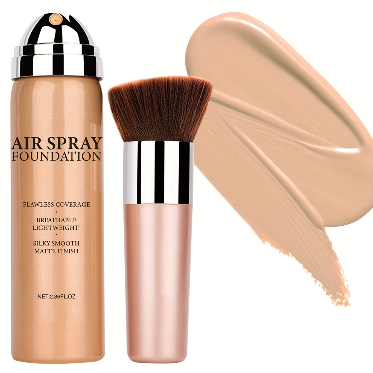 Airbrush Spray Foundation, Matte Finish, 4 Light-to-Medium Shades, 2.36 fl oz (70 ml)