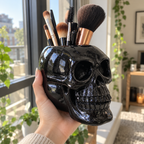 Resin Black Skull Makeup Organizer