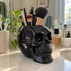 Resin Black Skull Makeup Organizer