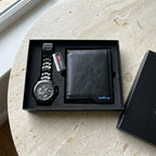 Men Watches Steel/Leather Gift Set