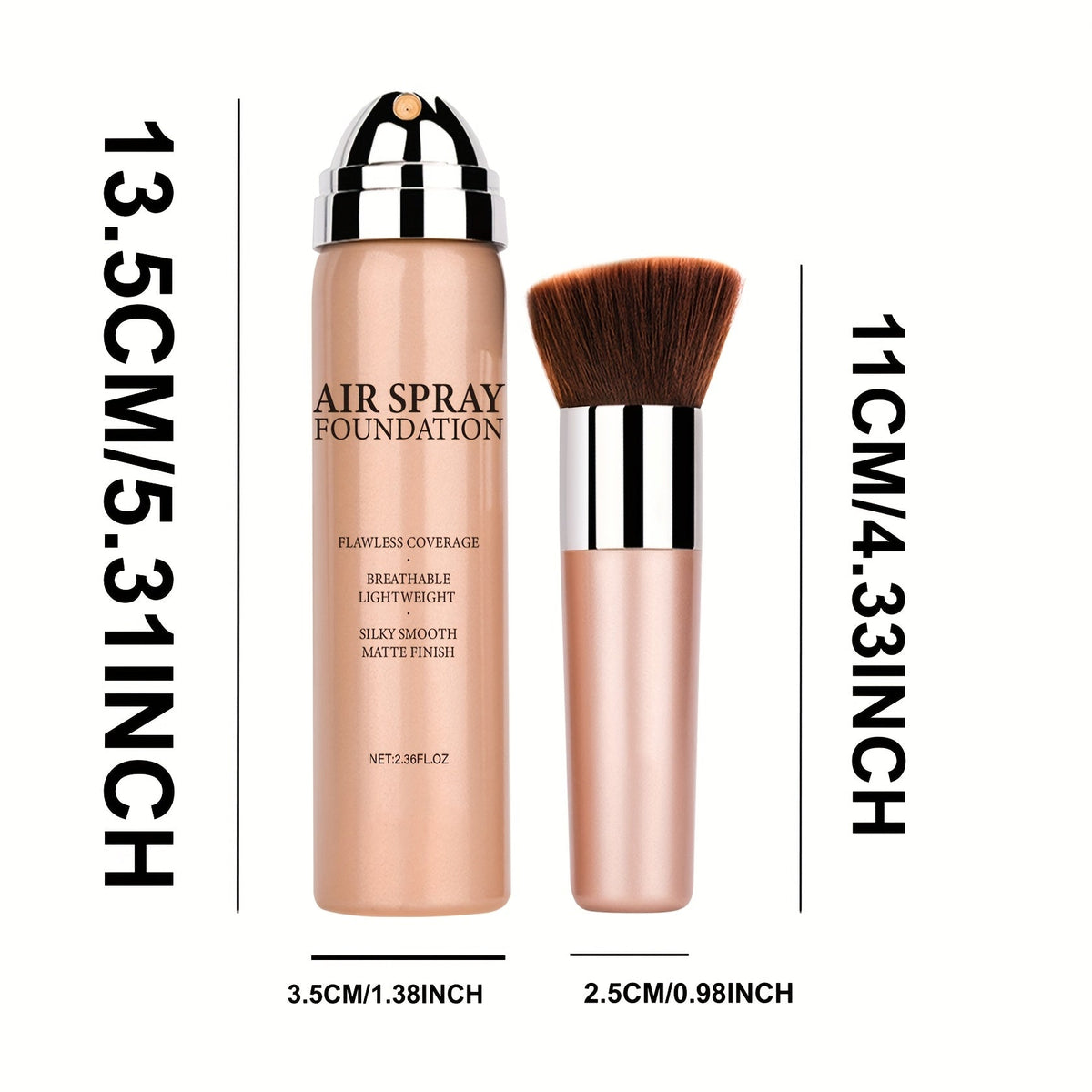 Airbrush Spray Foundation, Matte Finish, 4 Light-to-Medium Shades, 2.36 fl oz (70 ml)