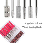 Electric Nail Drill Set - Corded Manicure & Pedicure File with 6 Bits and 6 Sanding Bands