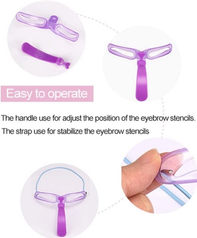 Eyebrow Stencil Kit – 8 Shapes with Handle & Head Strap
