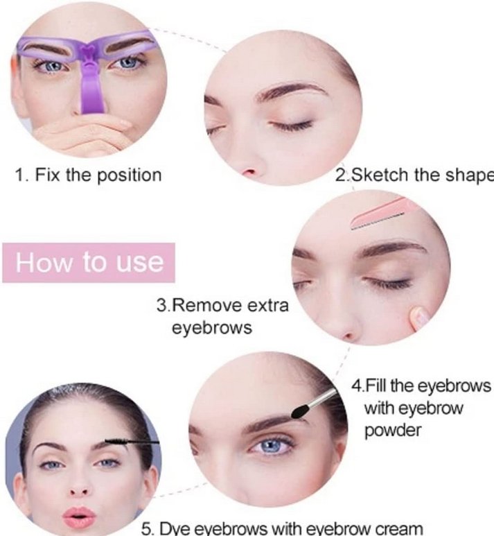 Eyebrow Stencil Kit – 8 Shapes with Handle & Head Strap