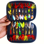 Metal Spoon Spinner Bait Kit – 16pcs Durable Fishing Lures with Storage Box Perfect for Pike, Bass, and Outdoor Fishing Adventures