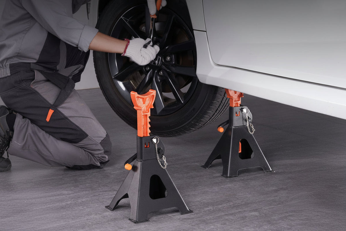 Three Ton Double Locking Jack Stands – Adjustable Heavy Duty Car Lift Support for SUV, Pickup Truck & Garage Repair