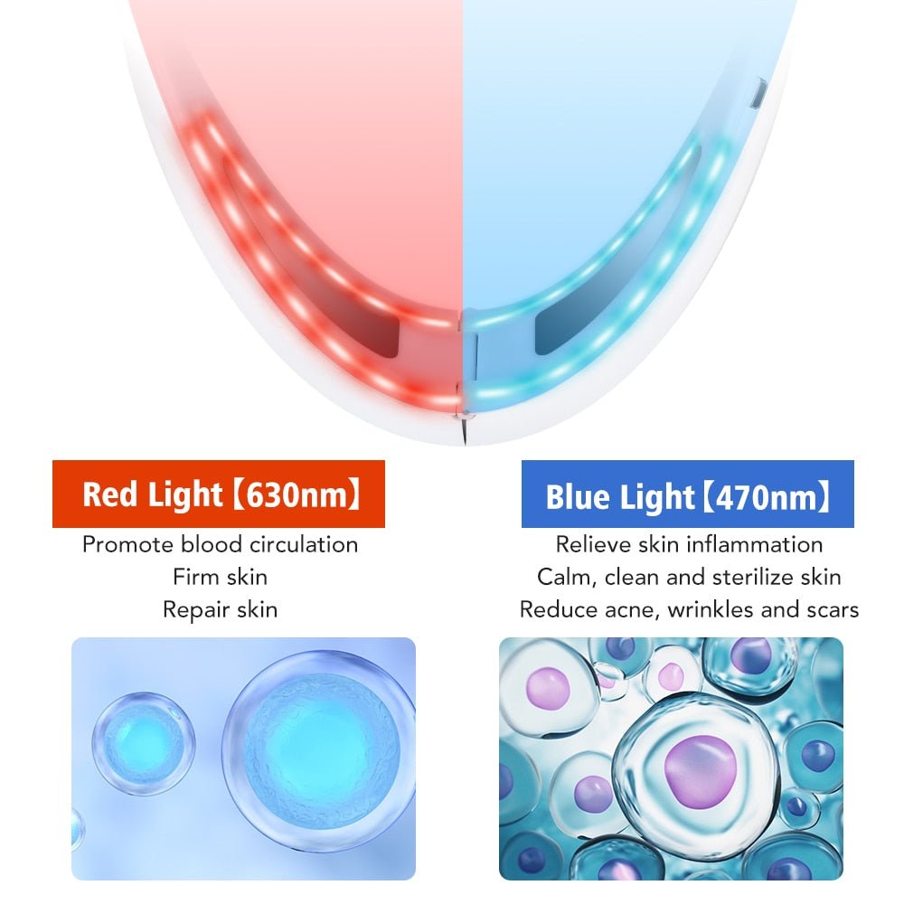 Facial Lifting EMS Massage Device with LED Photon Therapy Face Slimming Vibration Massage