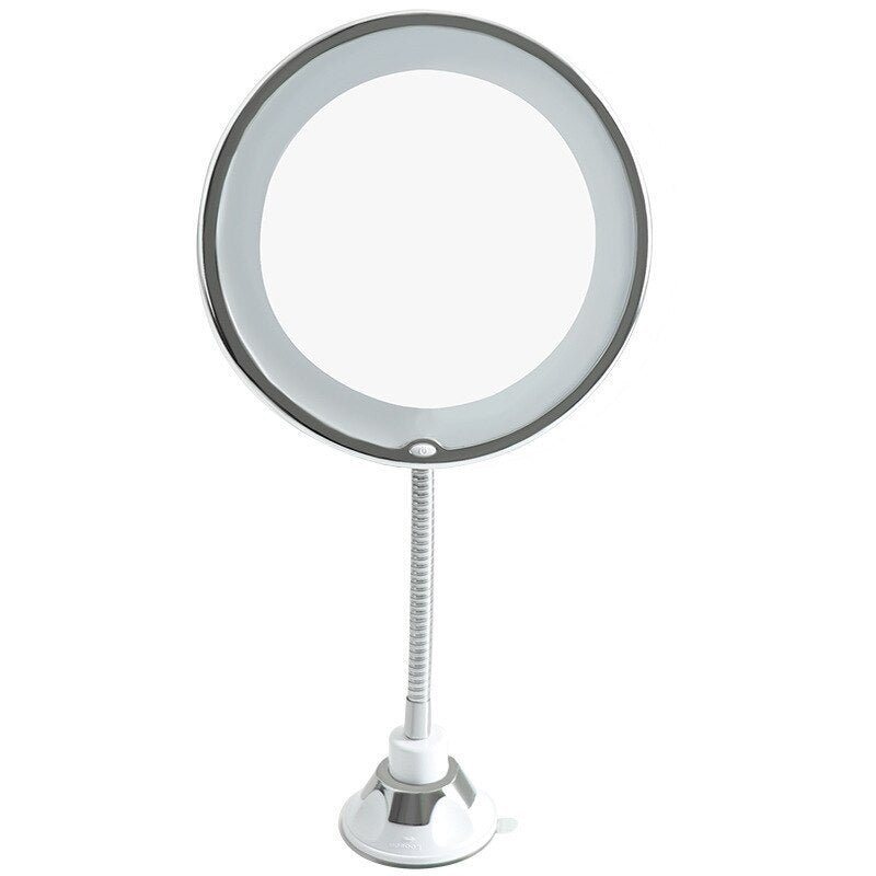 Flexible Gooseneck Makeup Mirror – 10X Magnifying Lighted Vanity Mirror with Suction Cup