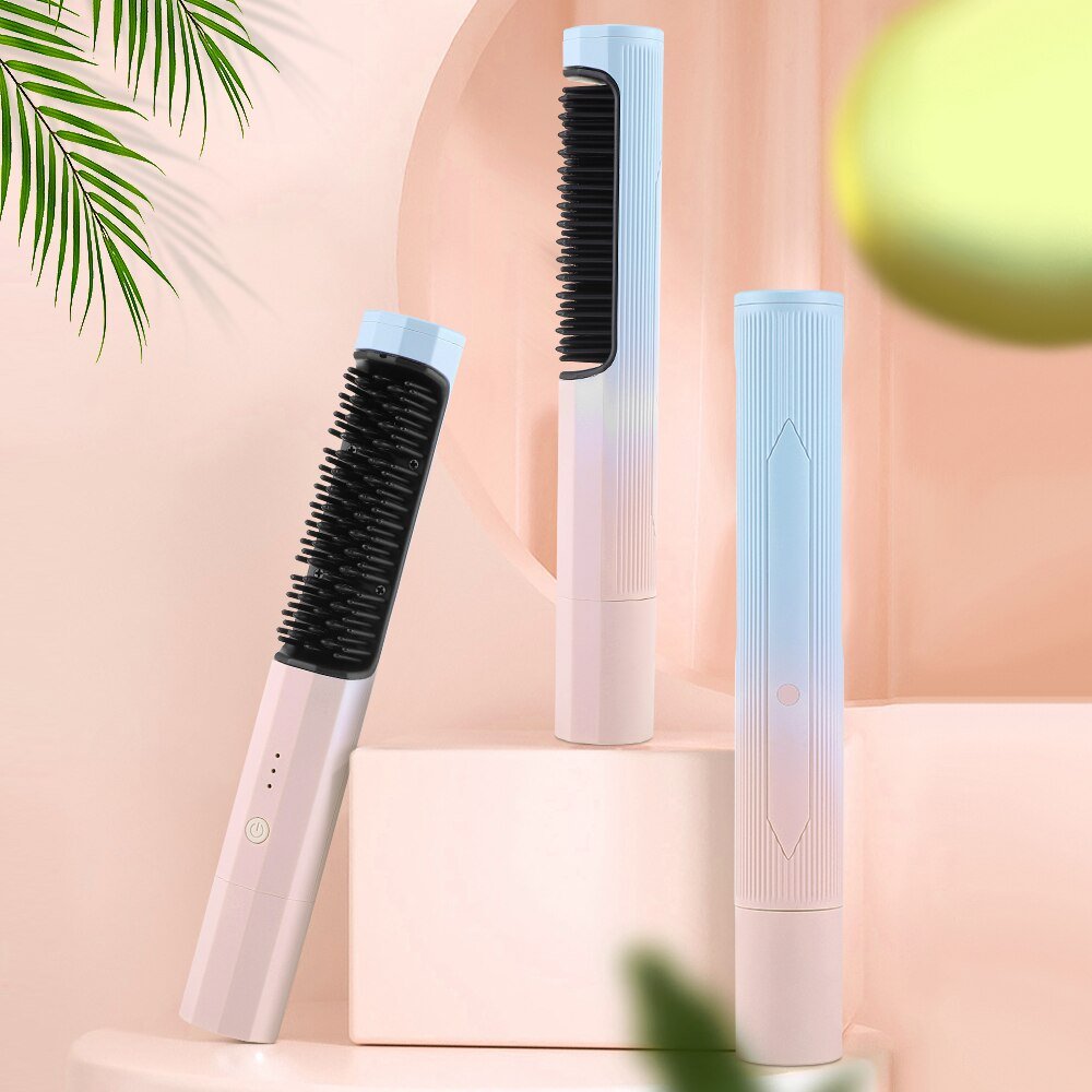 Frizz Wand - 2 in 1 Wireless 30s Anti-Scald Curler & Straightener Comb For Women