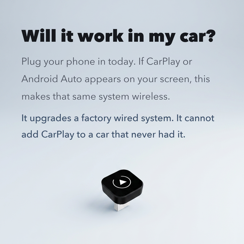 Wireless CarPlay & Android Auto Adapter – 2-in-1 Dongle That Turns Factory Wired CarPlay Into Wireless