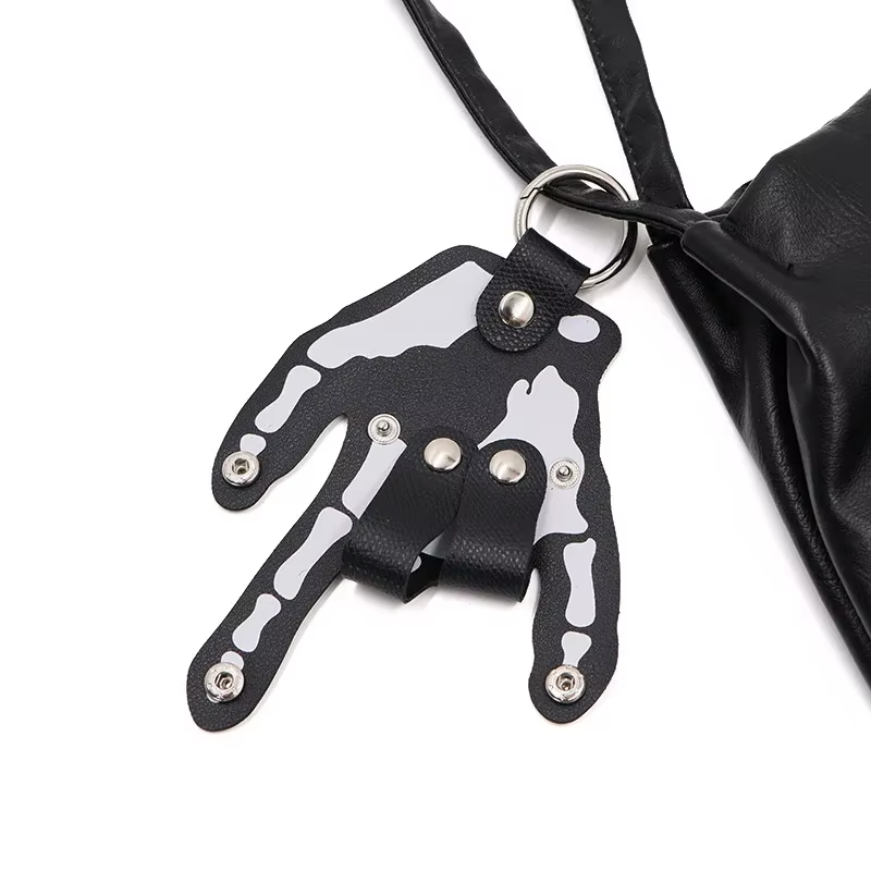 Gothic Skeleton Hand Leather Belt Clip Keychain