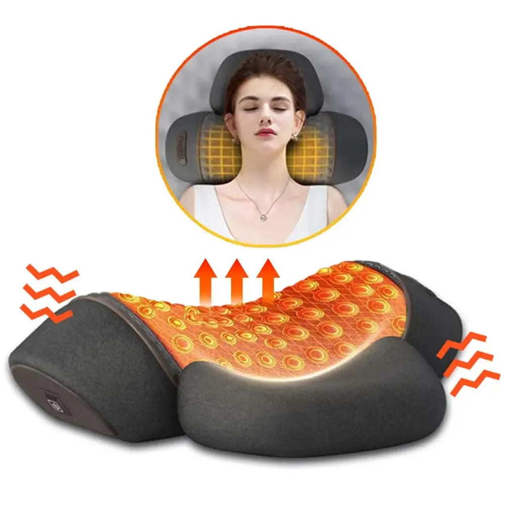 Electric Heated Neck Massage Pillow – Soothing Vibration & Memory Foam for Deep Relaxation