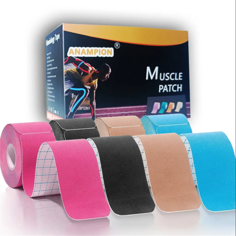 Pro Kinesiology Tape 4-Roll Set – Waterproof Breathable Latex-Free Athletic Tape with 80 Precut Strips