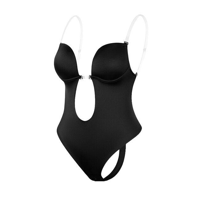 Plunge Backless Body Shaper - Seamless Slimming Bodysuit