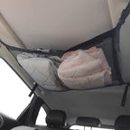 Portable Car Ceiling Space Saver Storage Net -  Double-Layer Mesh Storage Organizer with Adjustable Strap