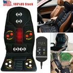 Portable Heated Vibrating Back Massager - Massage Chair Pad for Home Office Car Use