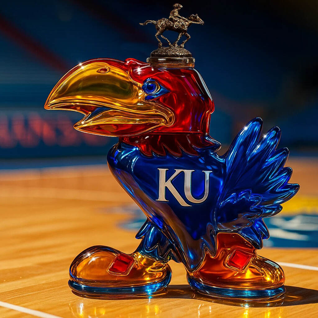 KU Jayhawk Whisky Bottle