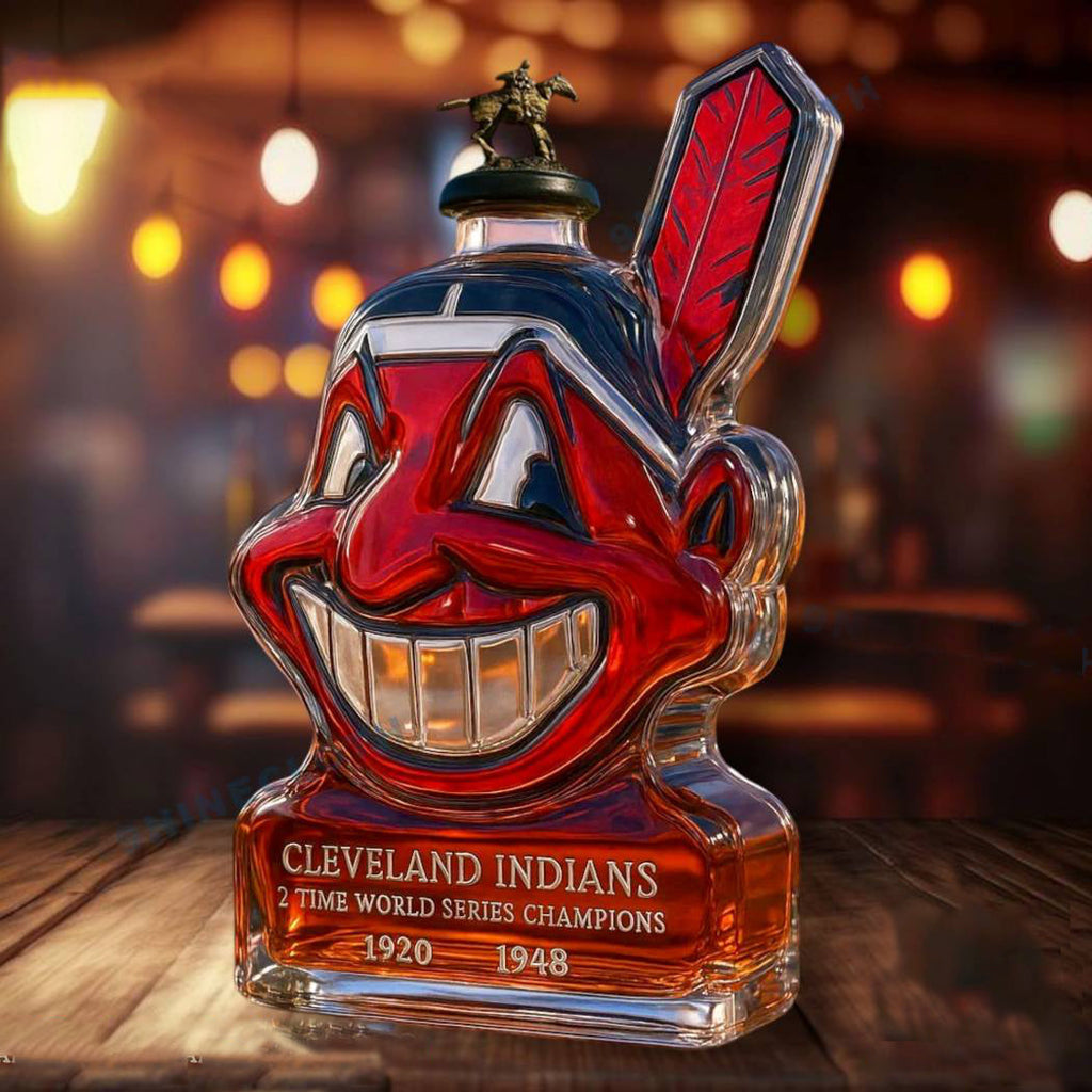 Cleveland Indians Team Honor Whiskey Bottle