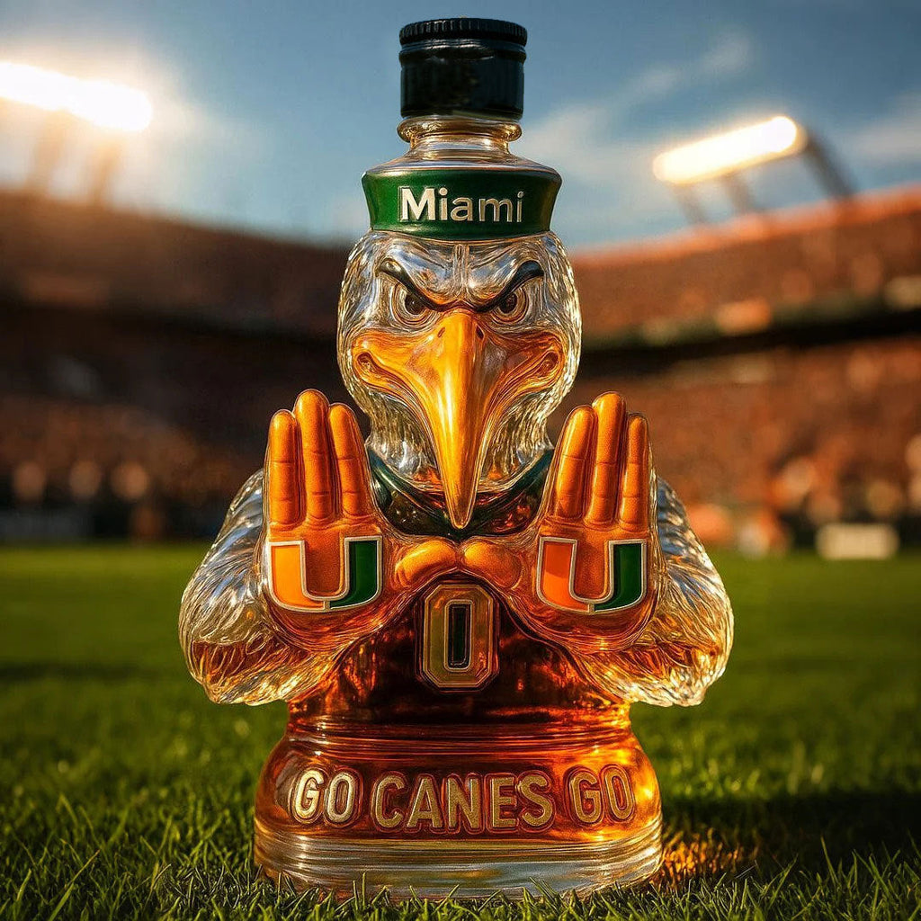 Miami Hurricanes Go Canes Go Whiskey Bottle