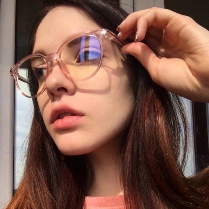 Transparent Anti Blue Light Computer Glasses Round for Women