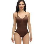 V-Neck Spaghetti Strap Bodysuits - Slimming Body Shaper Smooth Out Bodysuit